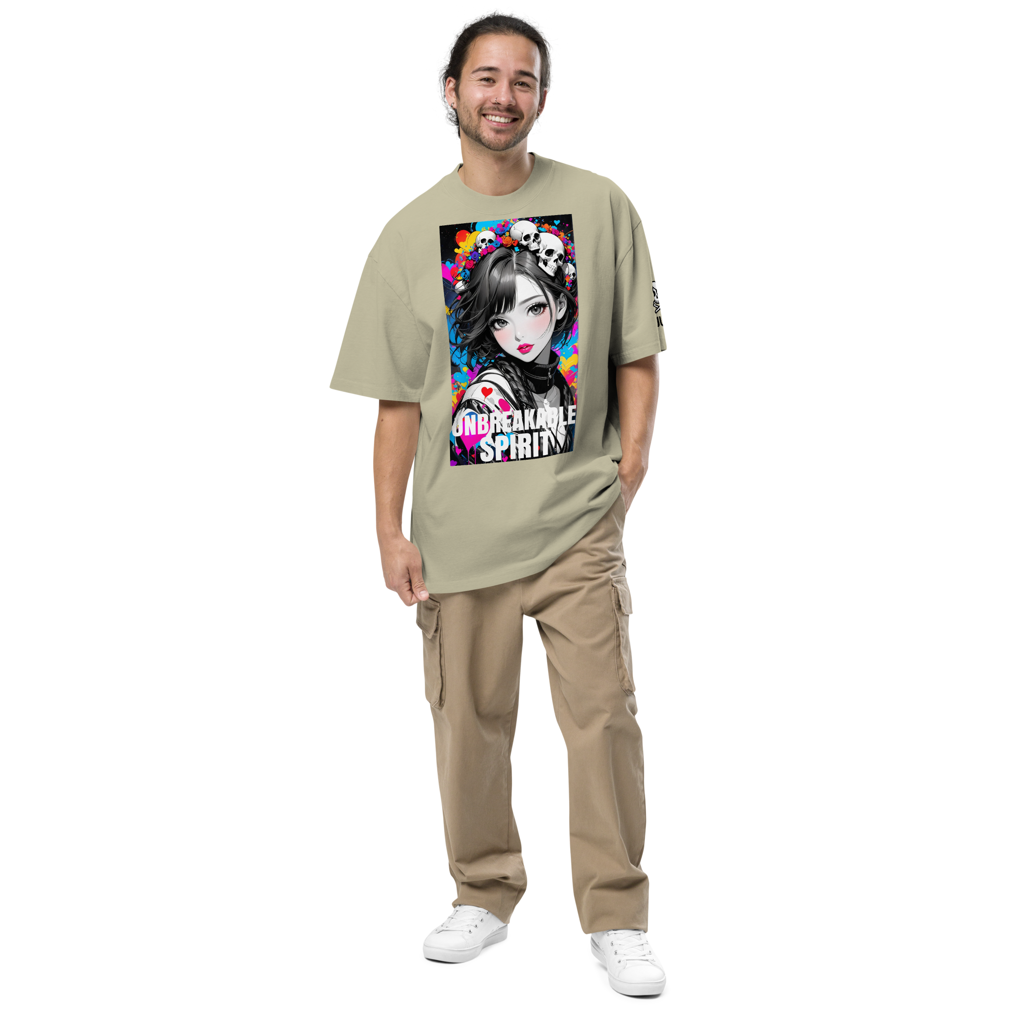 HEART REBEL ART GIRL 01 Oversized Faded T-shirt 1