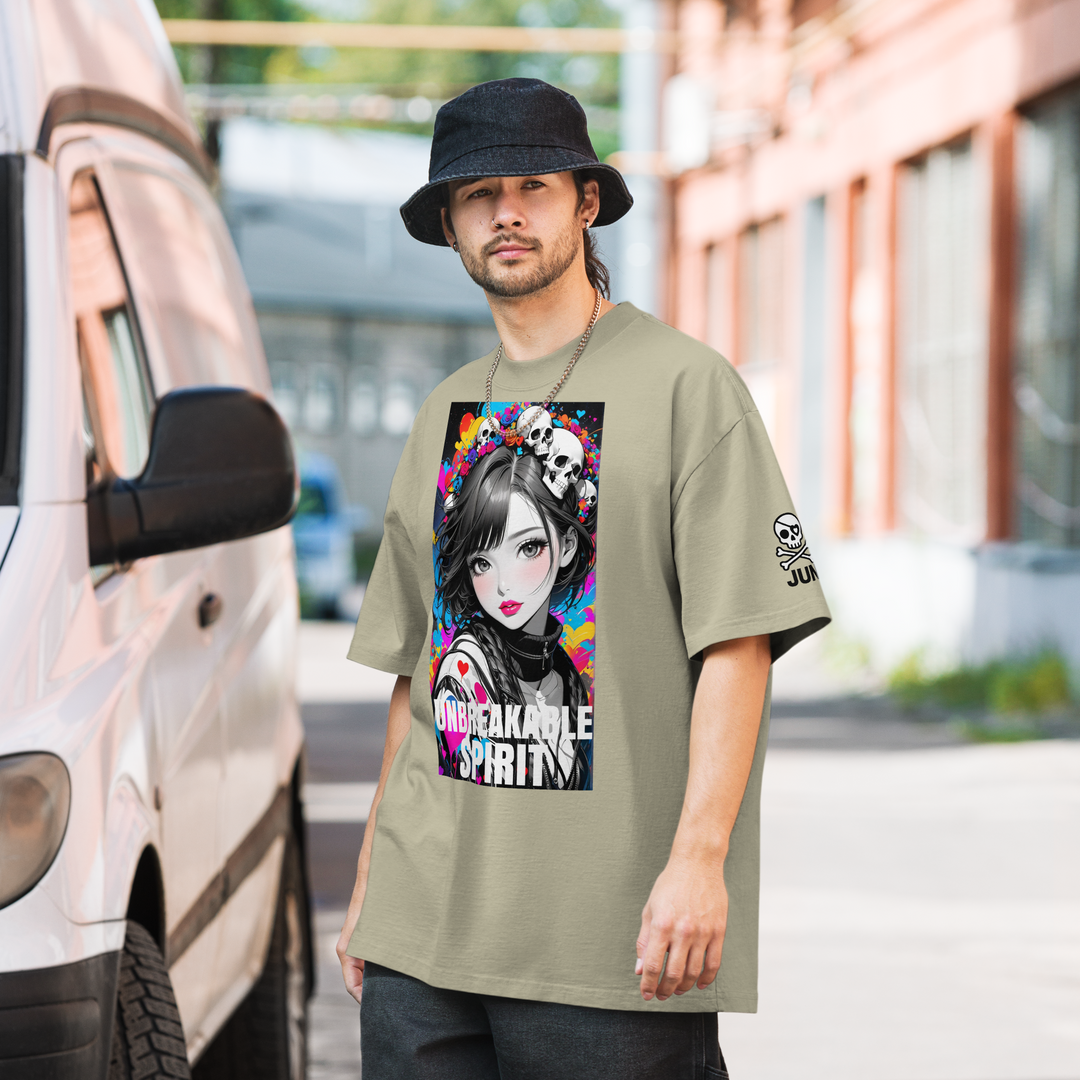 HEART REBEL ART GIRL 01 Oversized Faded T-shirt 1