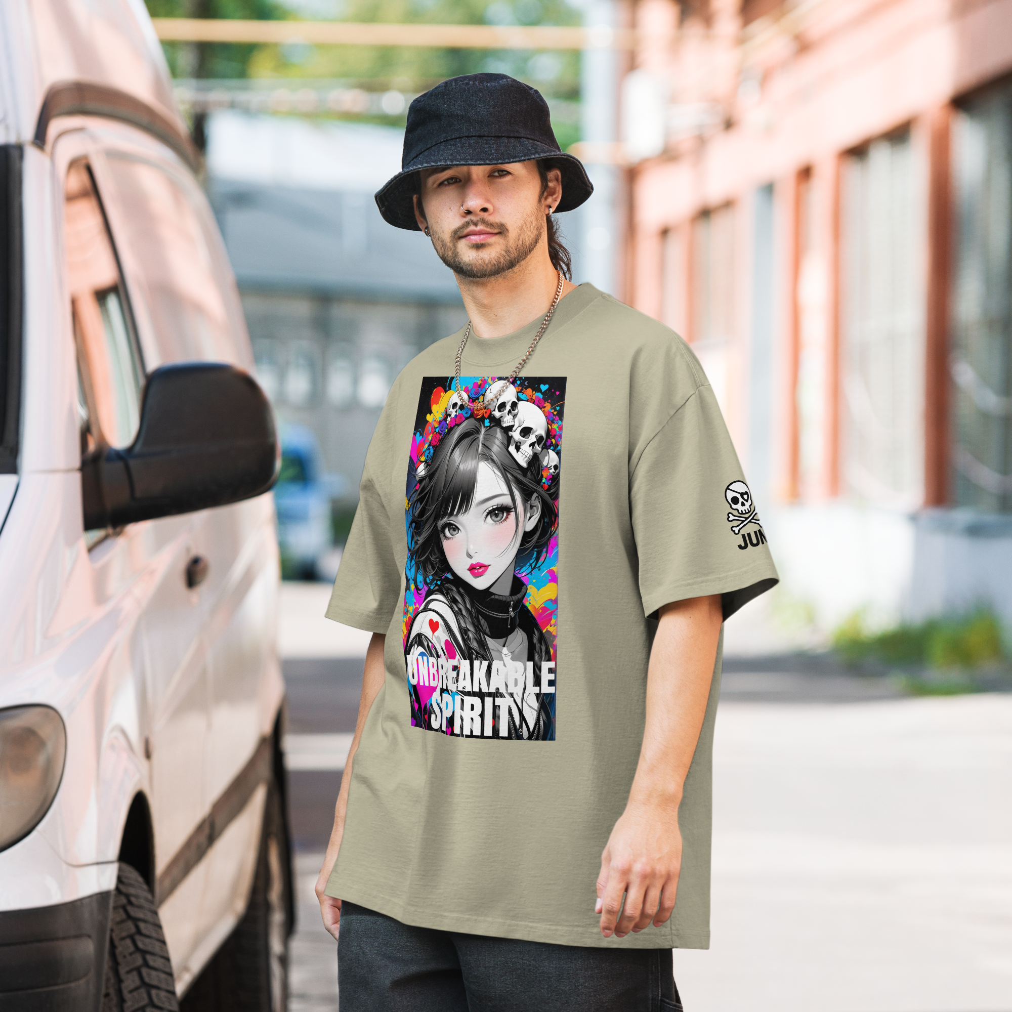 HEART REBEL ART GIRL 01 Oversized Faded T-shirt 1