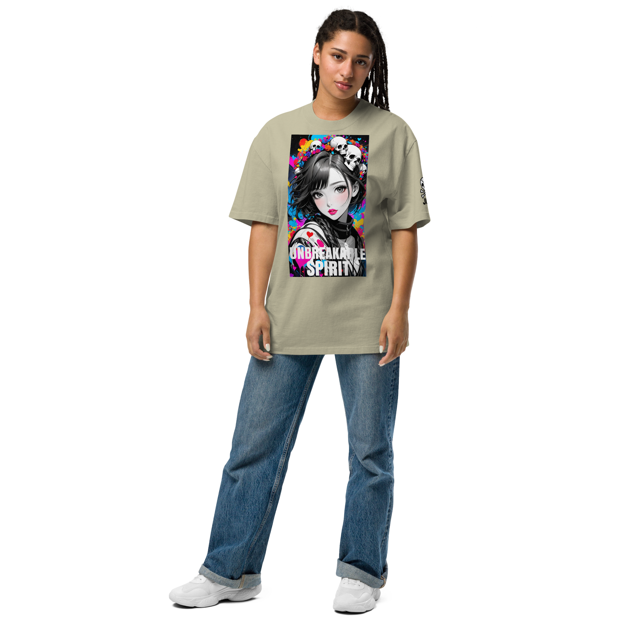 HEART REBEL ART GIRL 01 Oversized Faded T-shirt 1