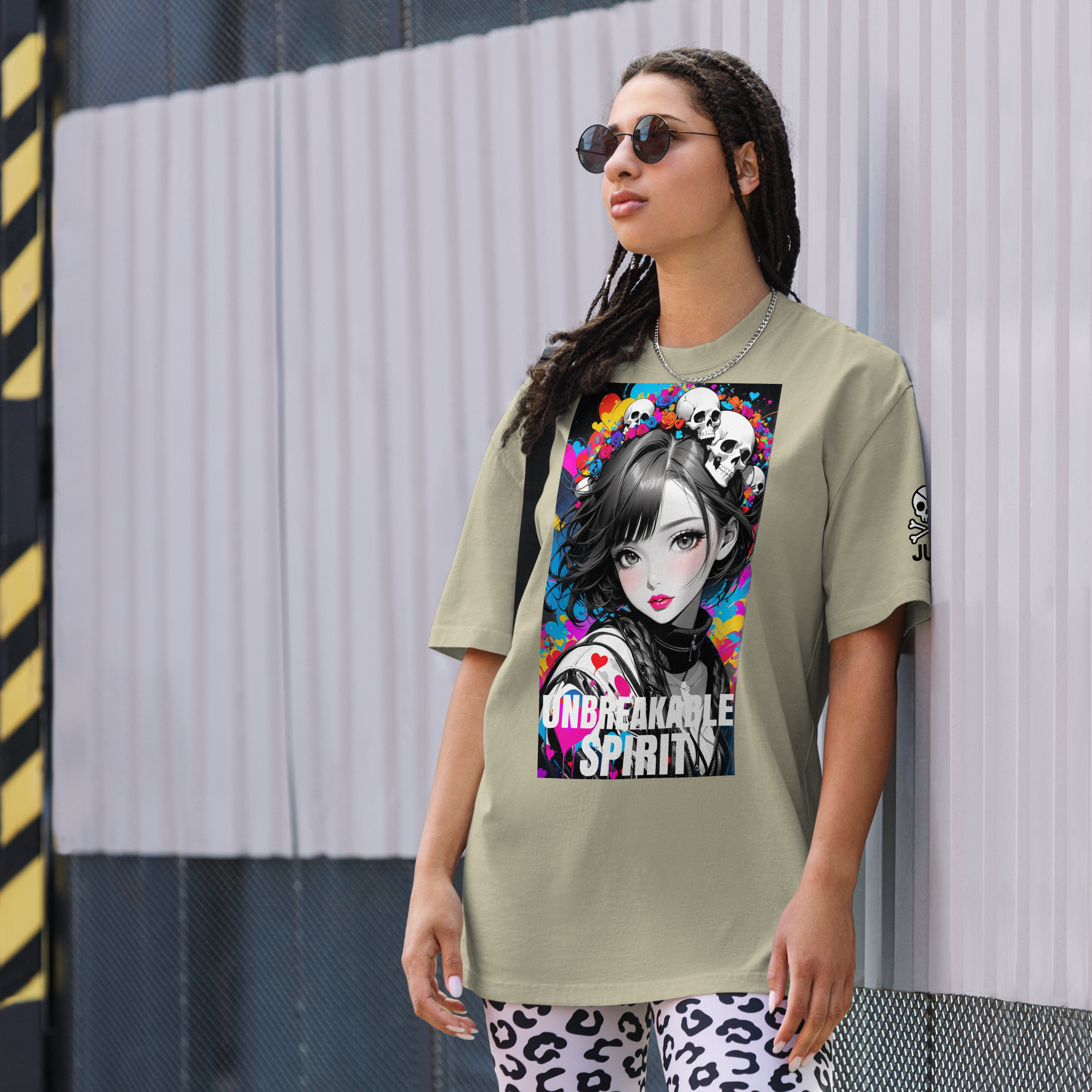 HEART REBEL ART GIRL 01 Oversized Faded T-shirt 1
