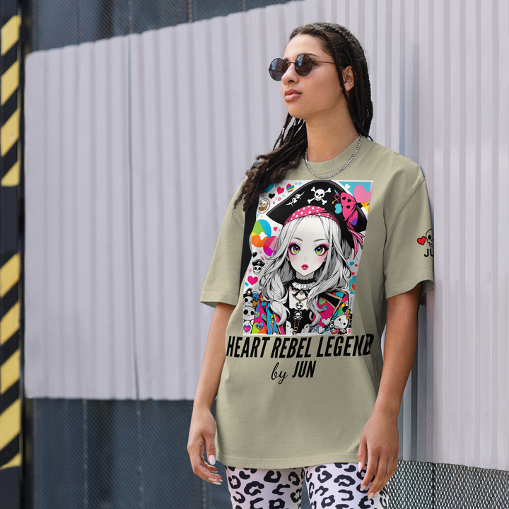 HEART REBEL LEGEND 01 Oversized Faded T-shirt 1