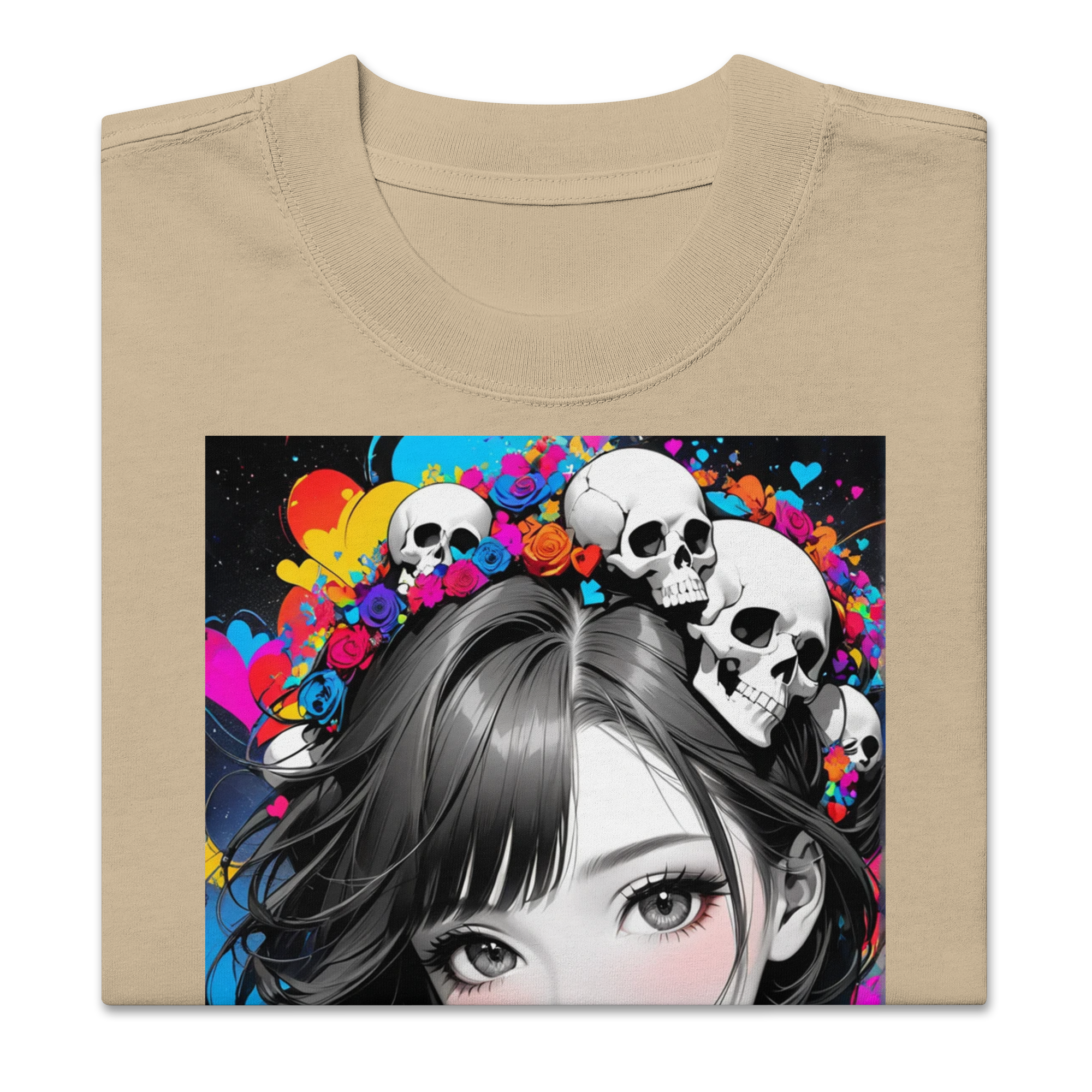 HEART REBEL ART GIRL 01 Oversized Faded T-shirt 1