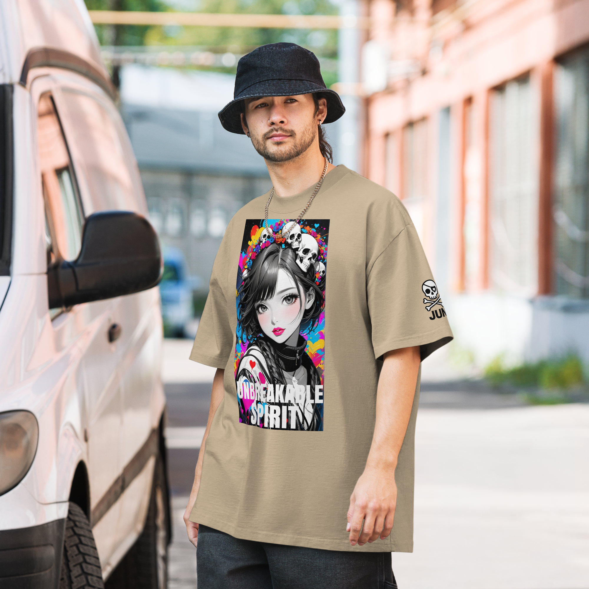 HEART REBEL ART GIRL 01 Oversized Faded T-shirt 1