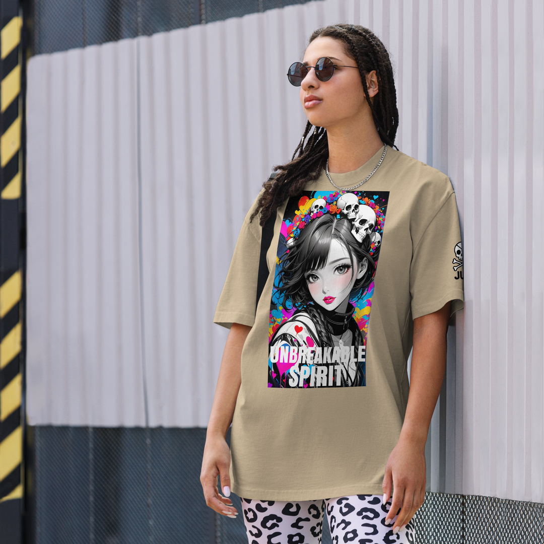 HEART REBEL ART GIRL 01 Oversized Faded T-shirt 1