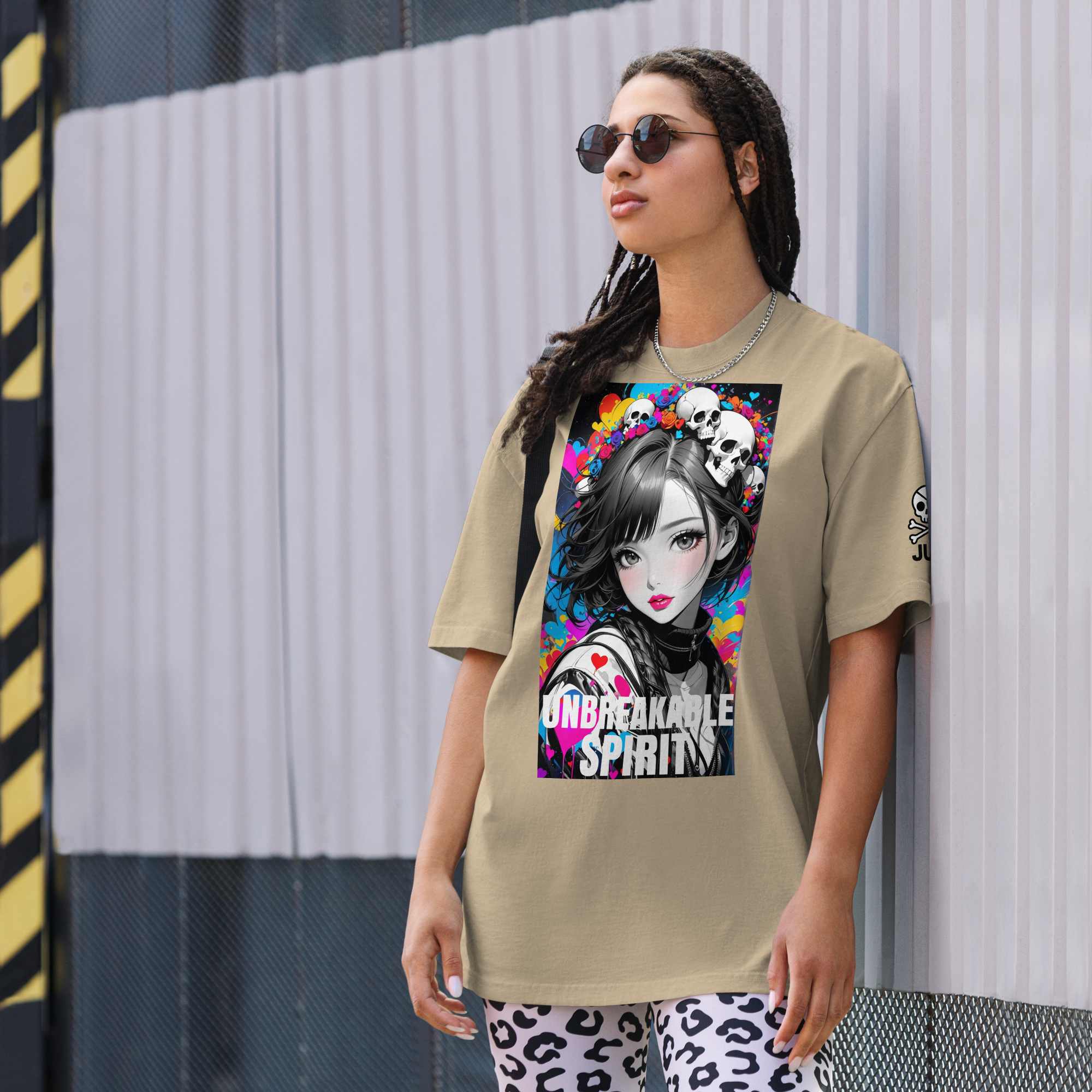 HEART REBEL ART GIRL 01 Oversized Faded T-shirt 1