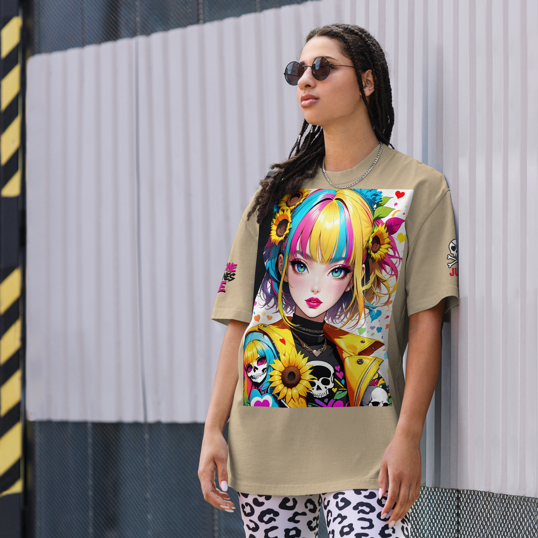 UNBREAKABLE SPIRIT 01 – Colorful Sunflower Girl Oversized Tee