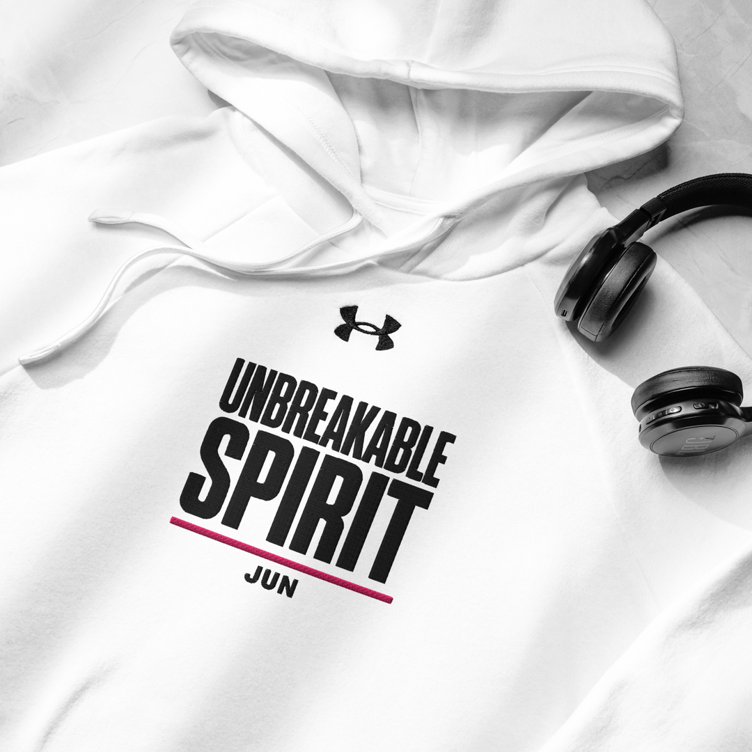 UNBREAKABLE SPIRIT 02 Under Armour® フーディ（グレー／ホワイト）
