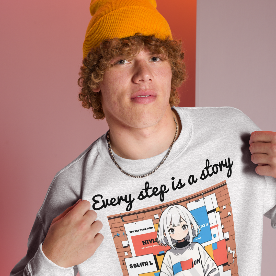 Every step is a story 01 ユニセックス スウェットシャツ 02