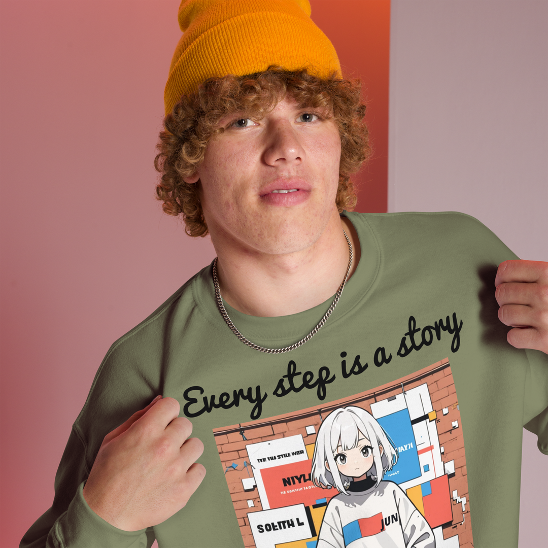 Every step is a story 01 ユニセックス スウェットシャツ 02
