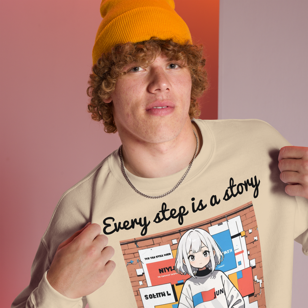Every step is a story 01 ユニセックス スウェットシャツ 02