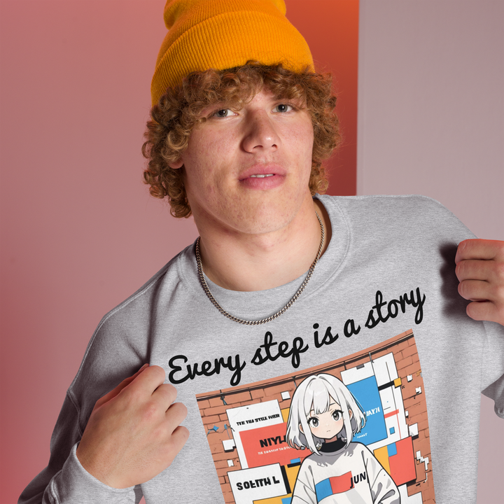 Every step is a story 01 ユニセックス スウェットシャツ 02