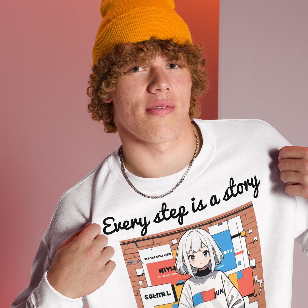 Every step is a story 01 ユニセックス スウェットシャツ 02