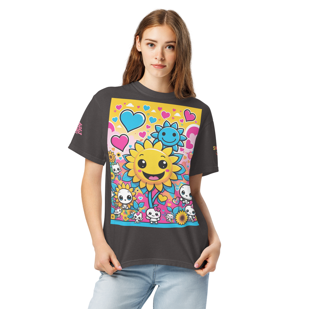 RISE ABOVE 08 — SUNNY BLOOM｜ユニセックス製品染めヘビーウェイトTシャツ