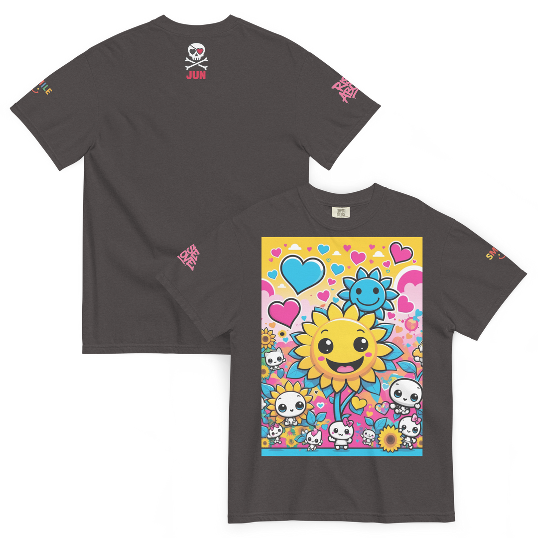 RISE ABOVE 08 — SUNNY BLOOM｜ユニセックス製品染めヘビーウェイトTシャツ