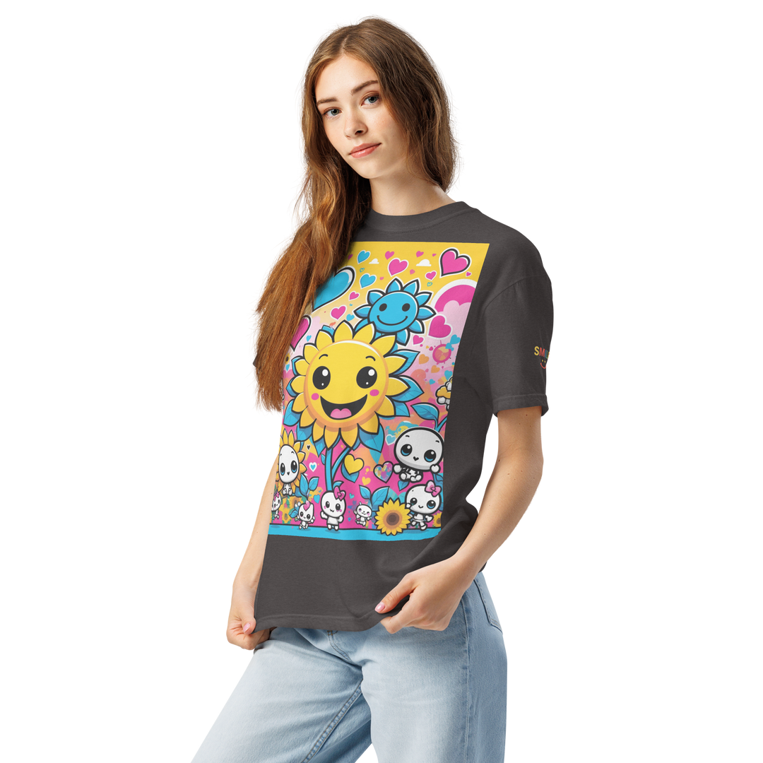 RISE ABOVE 08 — SUNNY BLOOM｜ユニセックス製品染めヘビーウェイトTシャツ