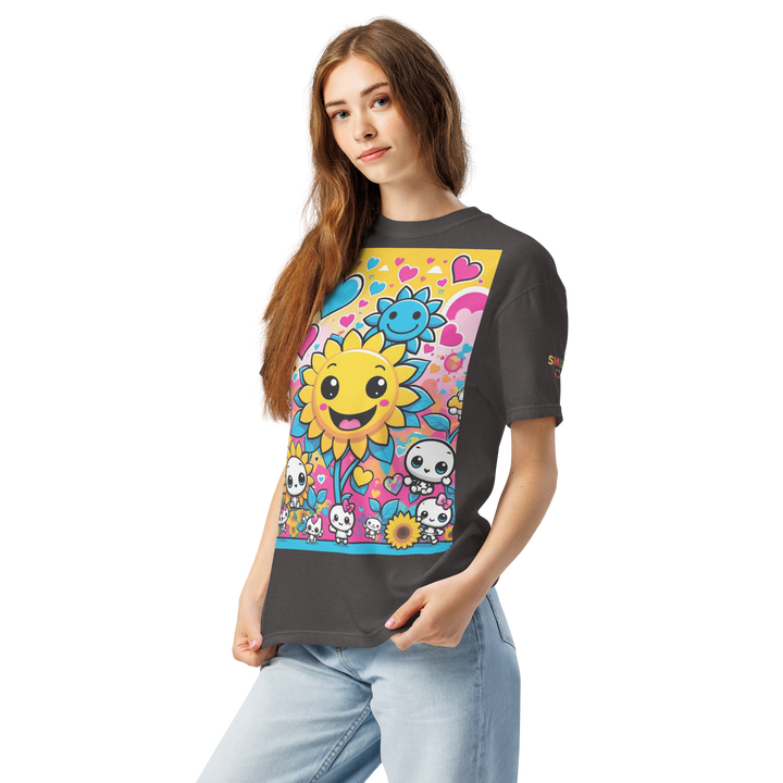 RISE ABOVE 08 — SUNNY BLOOM｜ユニセックス製品染めヘビーウェイトTシャツ