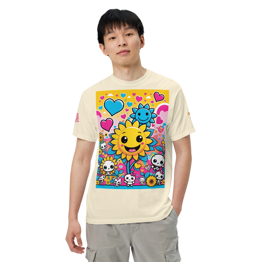 RISE ABOVE 08 — SUNNY BLOOM｜ユニセックス製品染めヘビーウェイトTシャツ