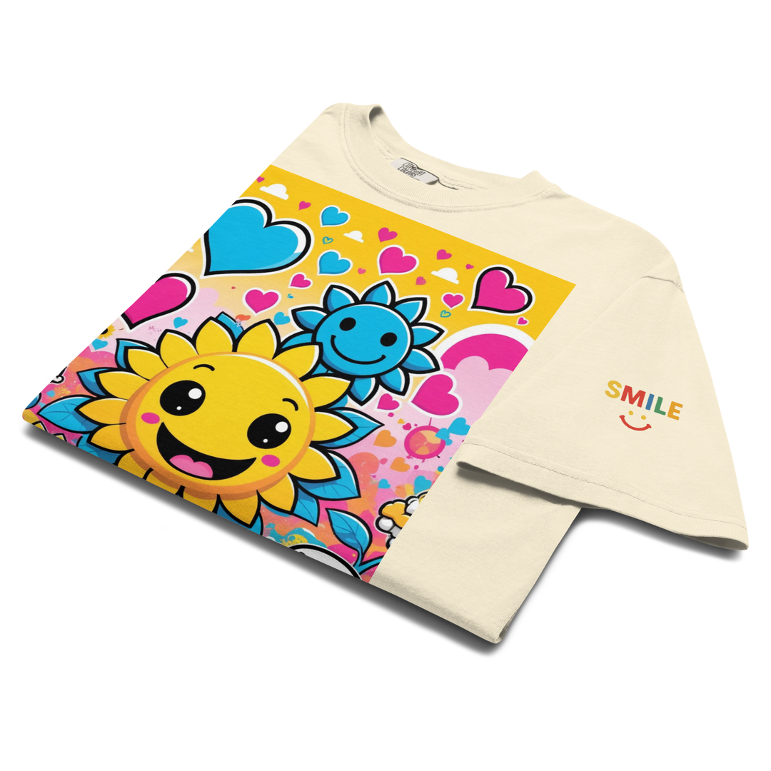 RISE ABOVE 08 — SUNNY BLOOM｜ユニセックス製品染めヘビーウェイトTシャツ