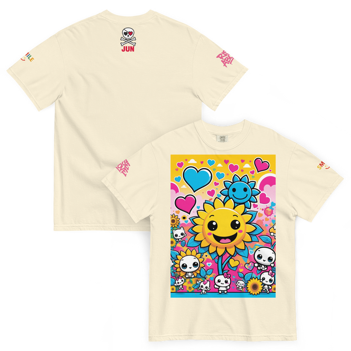RISE ABOVE 08 — SUNNY BLOOM｜ユニセックス製品染めヘビーウェイトTシャツ