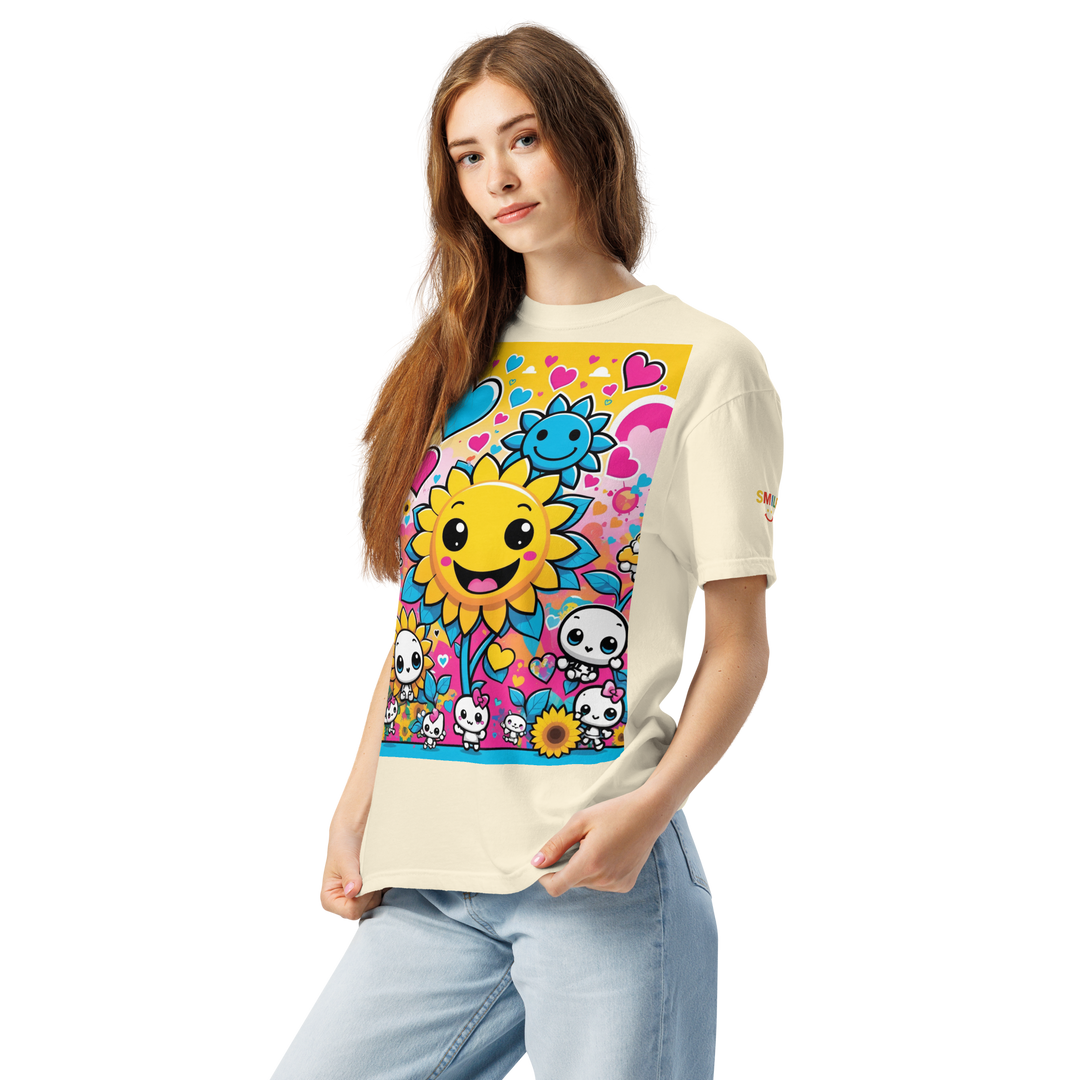 RISE ABOVE 08 — SUNNY BLOOM｜ユニセックス製品染めヘビーウェイトTシャツ