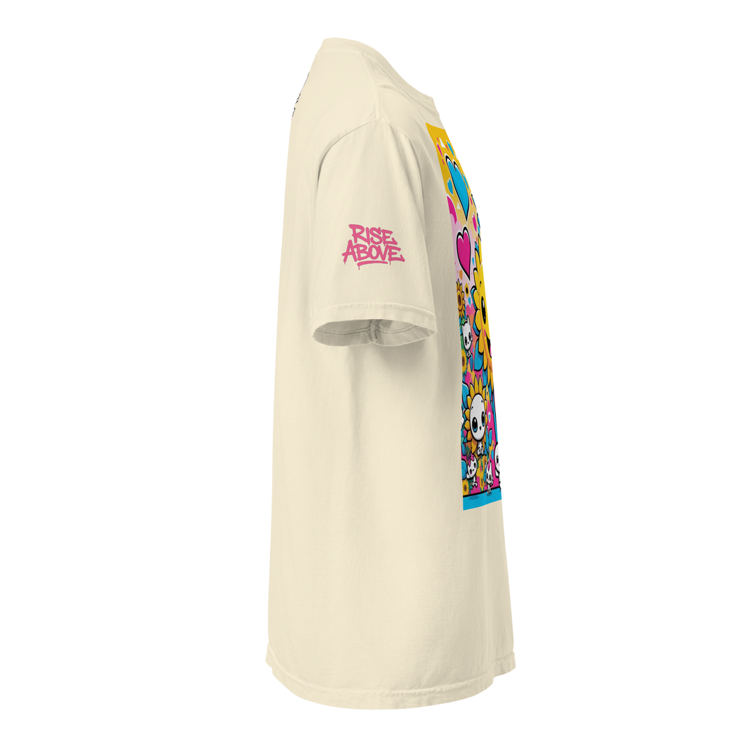 RISE ABOVE 08 — SUNNY BLOOM｜ユニセックス製品染めヘビーウェイトTシャツ