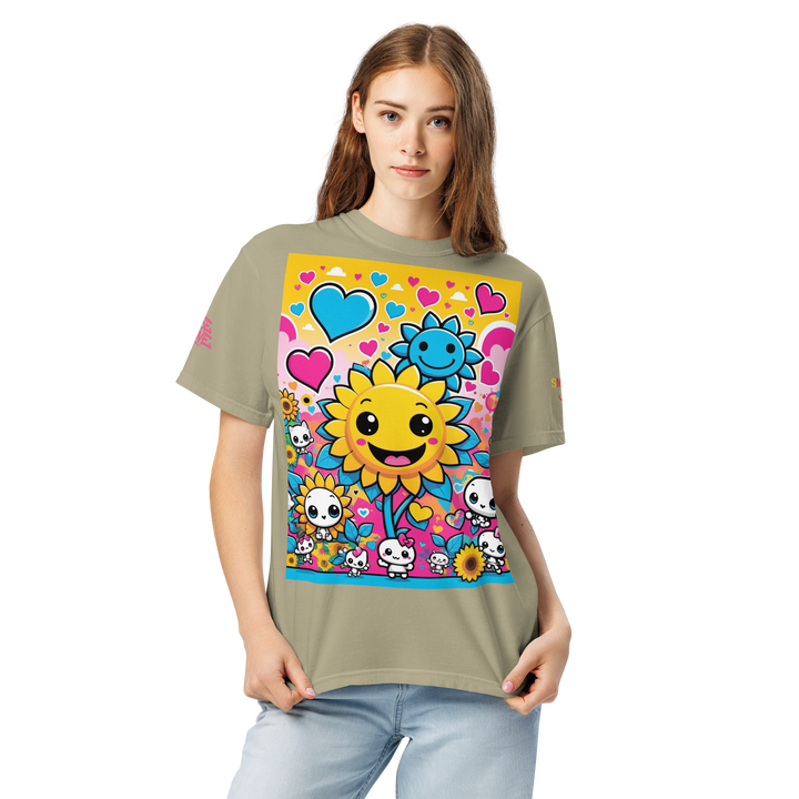 RISE ABOVE 08 — SUNNY BLOOM｜ユニセックス製品染めヘビーウェイトTシャツ