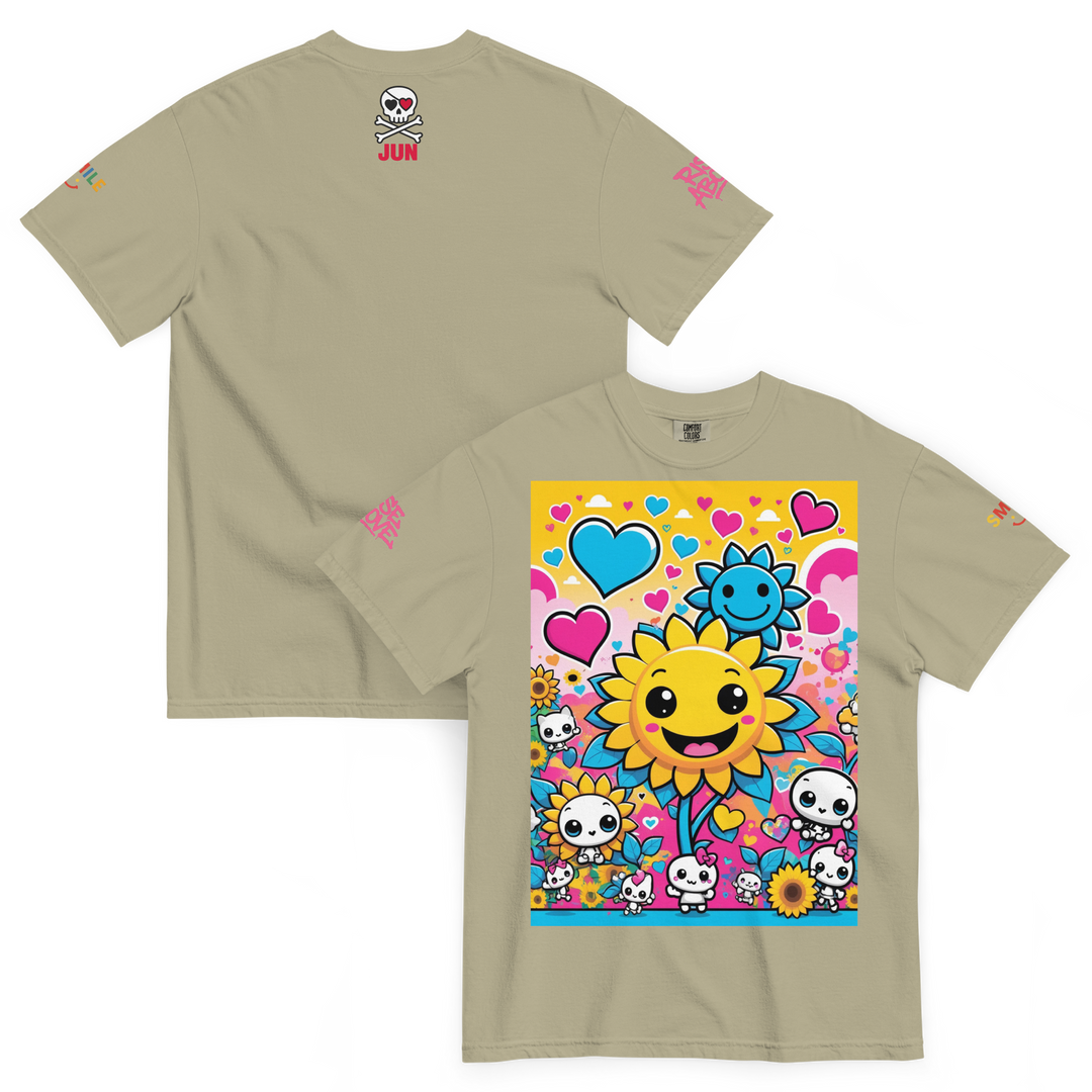 RISE ABOVE 08 — SUNNY BLOOM｜ユニセックス製品染めヘビーウェイトTシャツ
