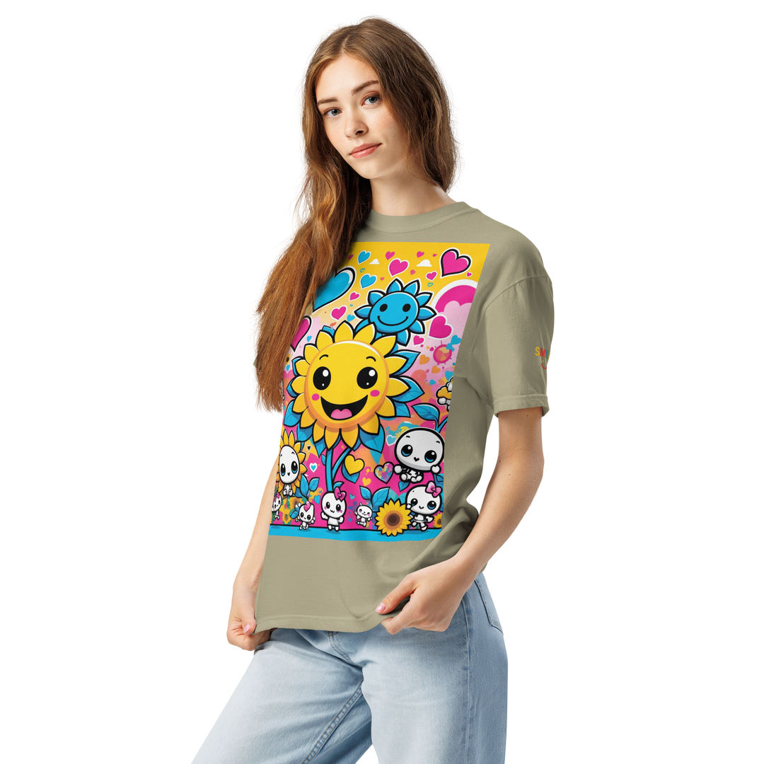 RISE ABOVE 08 — SUNNY BLOOM｜ユニセックス製品染めヘビーウェイトTシャツ
