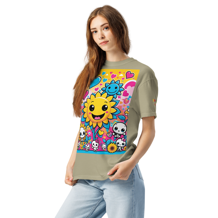 RISE ABOVE 08 — SUNNY BLOOM｜ユニセックス製品染めヘビーウェイトTシャツ