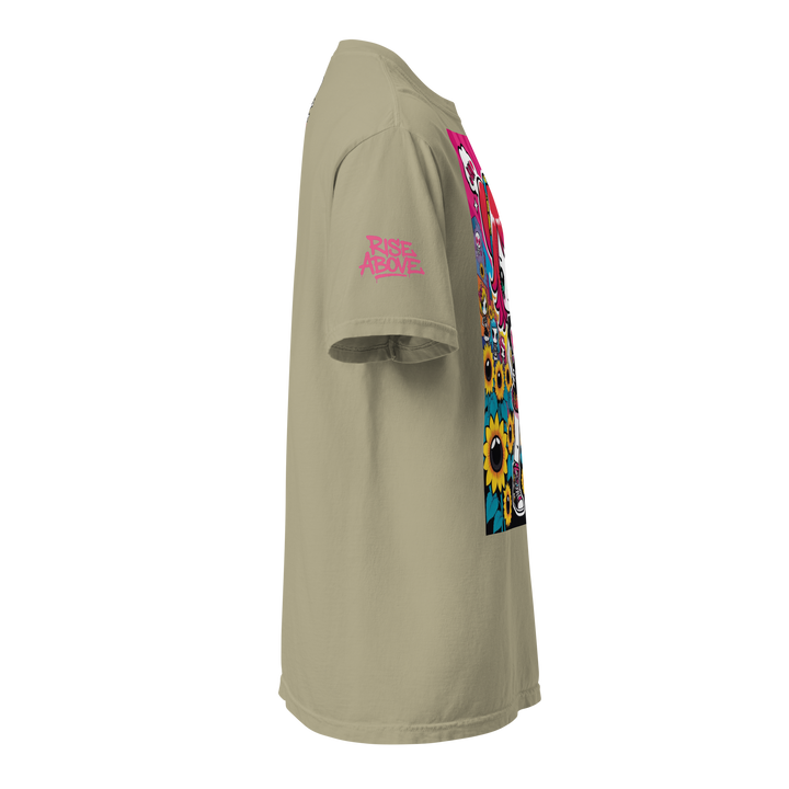 RISE ABOVE 12 — HEART ECHO｜ユニセックス製品染めヘビーウェイトTシャツ