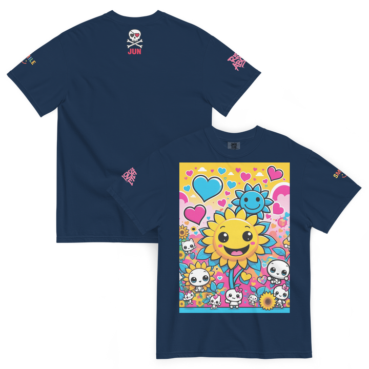 RISE ABOVE 08 — SUNNY BLOOM｜ユニセックス製品染めヘビーウェイトTシャツ