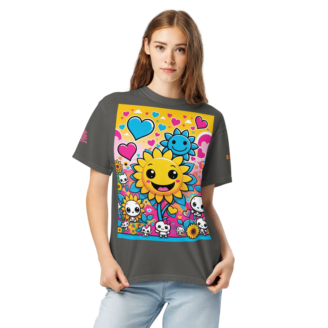 RISE ABOVE 08 — SUNNY BLOOM｜ユニセックス製品染めヘビーウェイトTシャツ