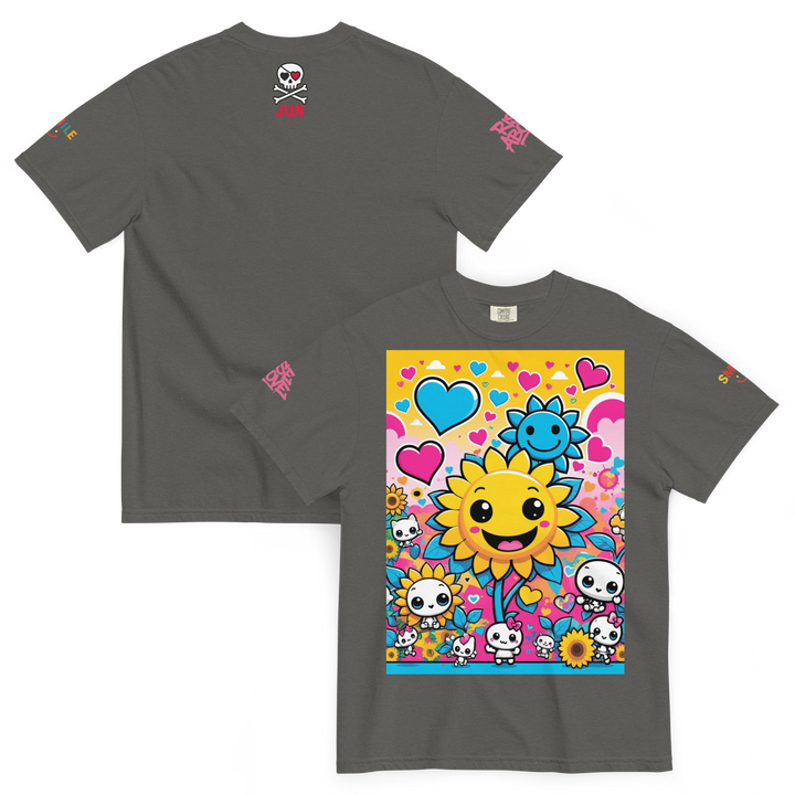 RISE ABOVE 08 — SUNNY BLOOM｜ユニセックス製品染めヘビーウェイトTシャツ