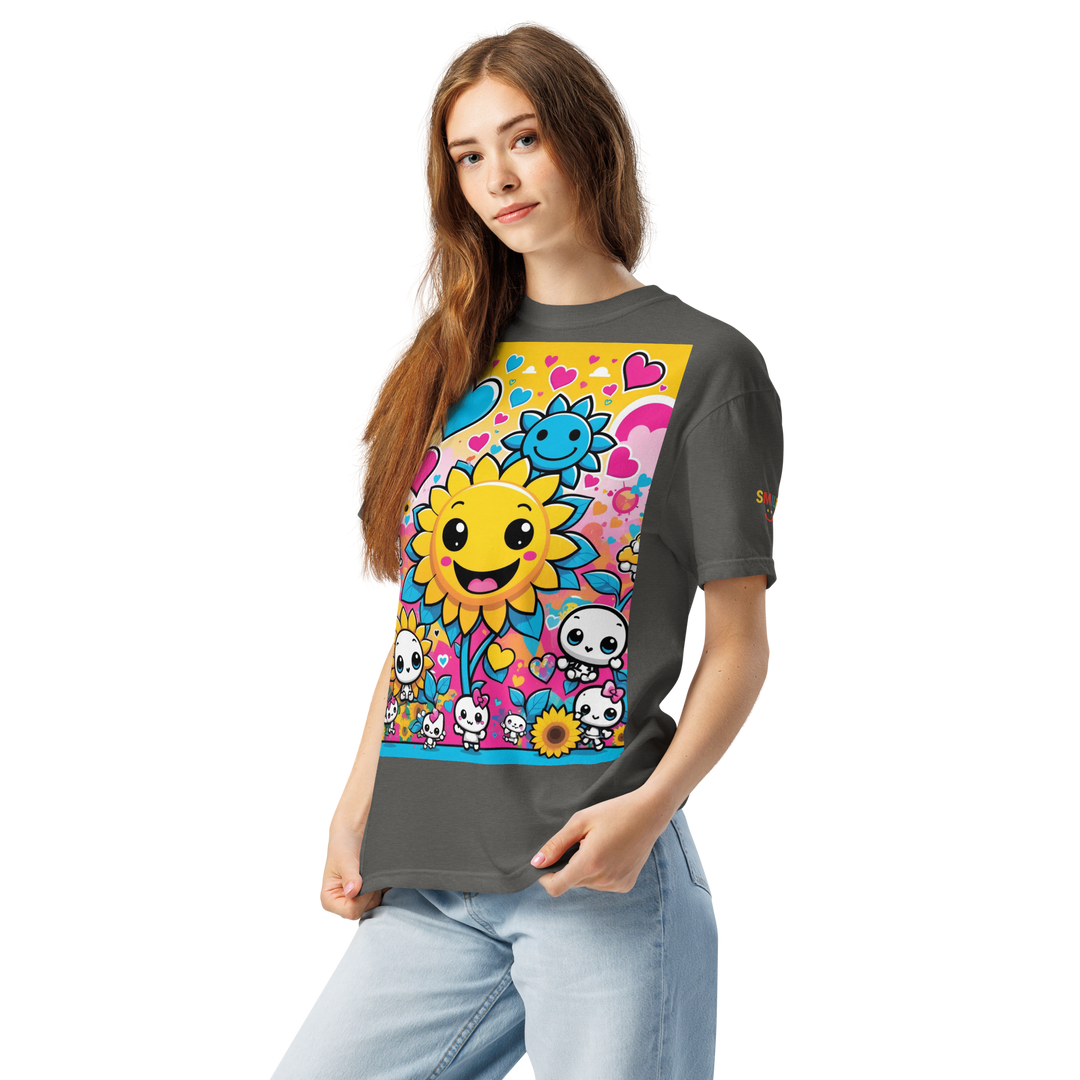 RISE ABOVE 08 — SUNNY BLOOM｜ユニセックス製品染めヘビーウェイトTシャツ