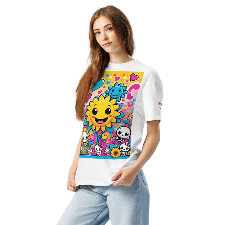RISE ABOVE 08 — SUNNY BLOOM｜ユニセックス製品染めヘビーウェイトTシャツ