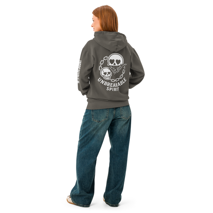 UNBREAKABLE SPIRIT 02 – Garment-Dyed Heart Skull Hoodie