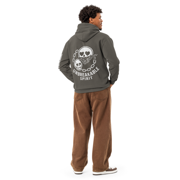 UNBREAKABLE SPIRIT 02 – Garment-Dyed Heart Skull Hoodie