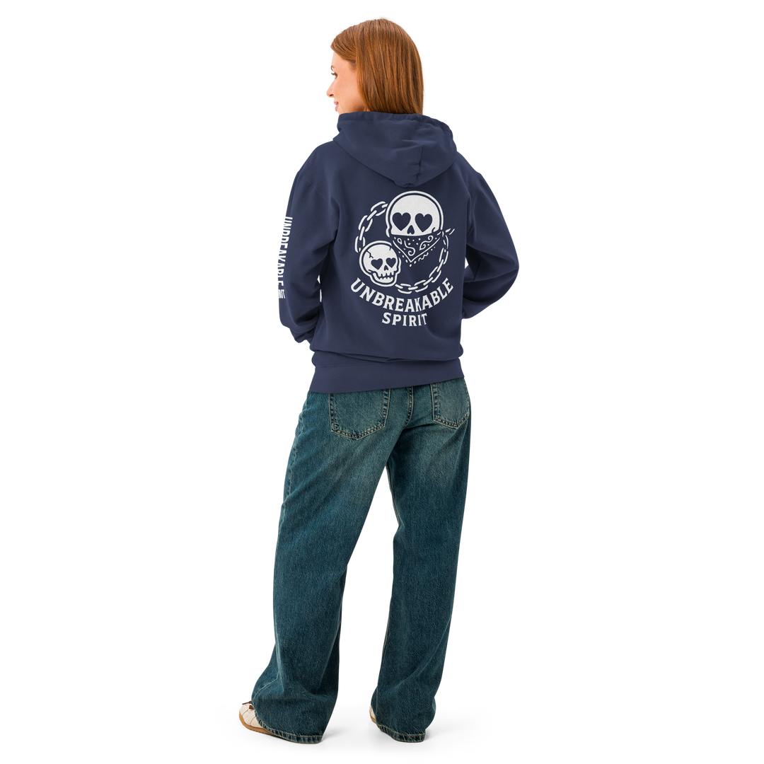 UNBREAKABLE SPIRIT 02 – Garment-Dyed Heart Skull Hoodie