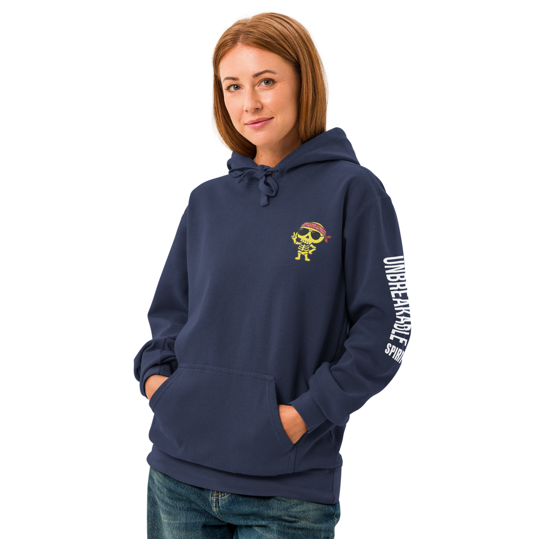 UNBREAKABLE SPIRIT 02 – Garment-Dyed Heart Skull Hoodie