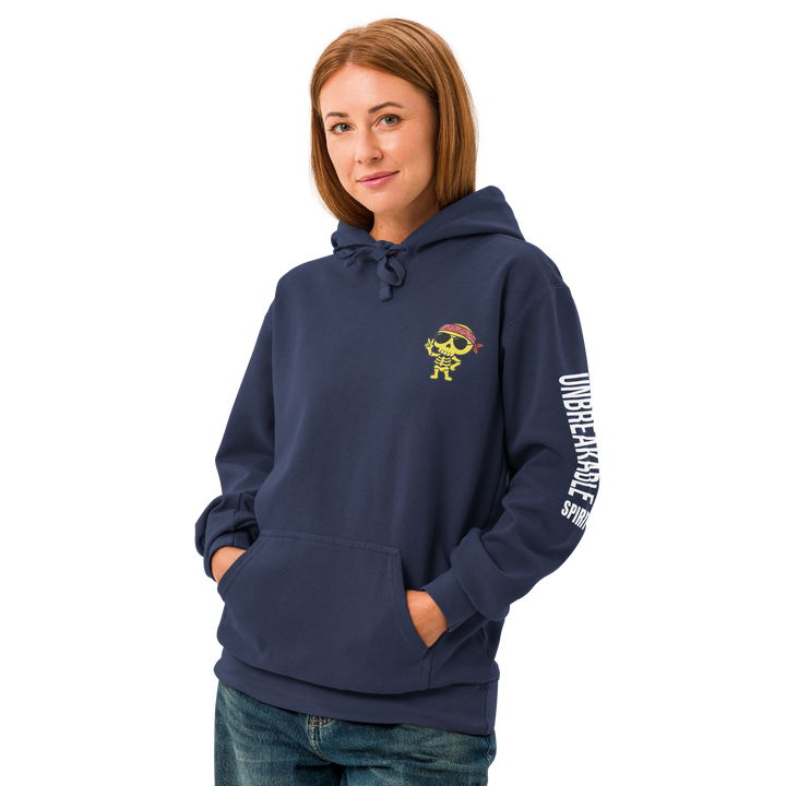 UNBREAKABLE SPIRIT 02 – Garment-Dyed Heart Skull Hoodie