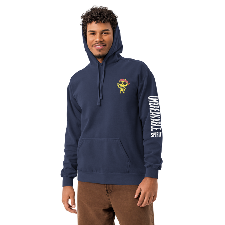 UNBREAKABLE SPIRIT 02 – Garment-Dyed Heart Skull Hoodie
