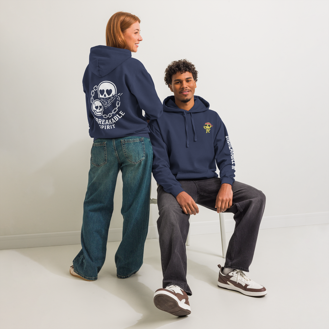 UNBREAKABLE SPIRIT 02 – Garment-Dyed Heart Skull Hoodie
