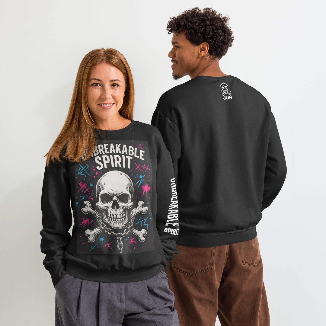 UNBREAKABLE SPIRIT 01｜Garment-Dyed Fleece Crew（White Print）