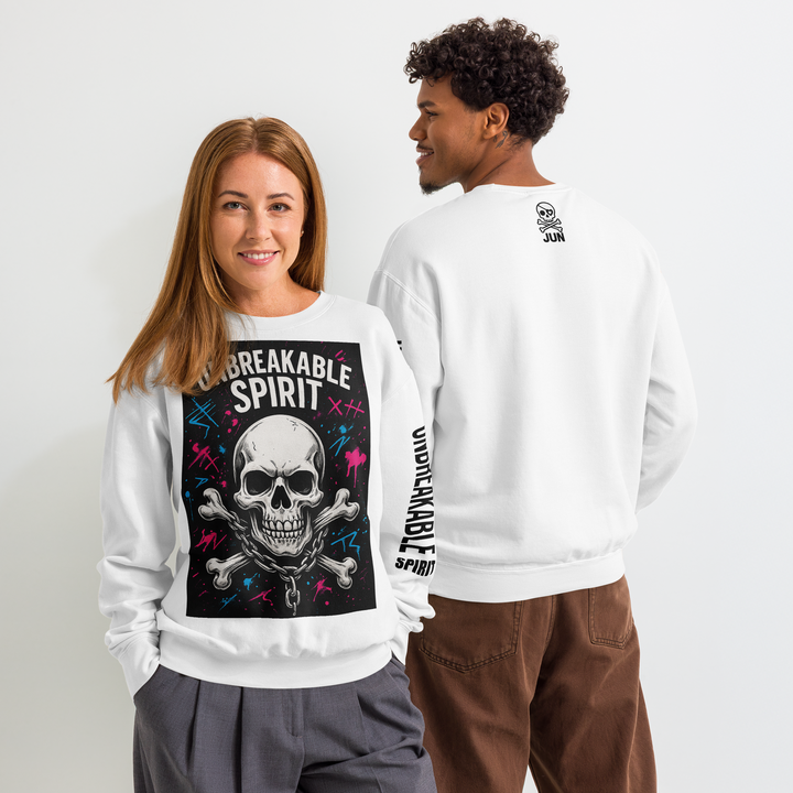 UNBREAKABLE SPIRIT 01｜Garment-Dyed Fleece Crew（Black Print）