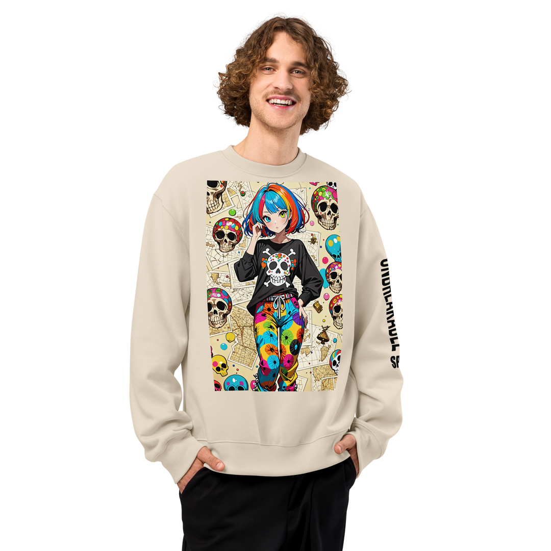 KAWAII RÉVOLTE 03 – UNISEX Oversized Candy Skull Sweatshirt