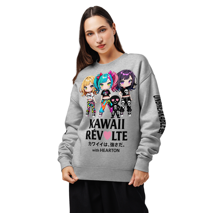 KAWAII RÉVOLTE 01｜with HEARTON｜Unisex Relax Crew（ピッと行こう♪ Back Print）