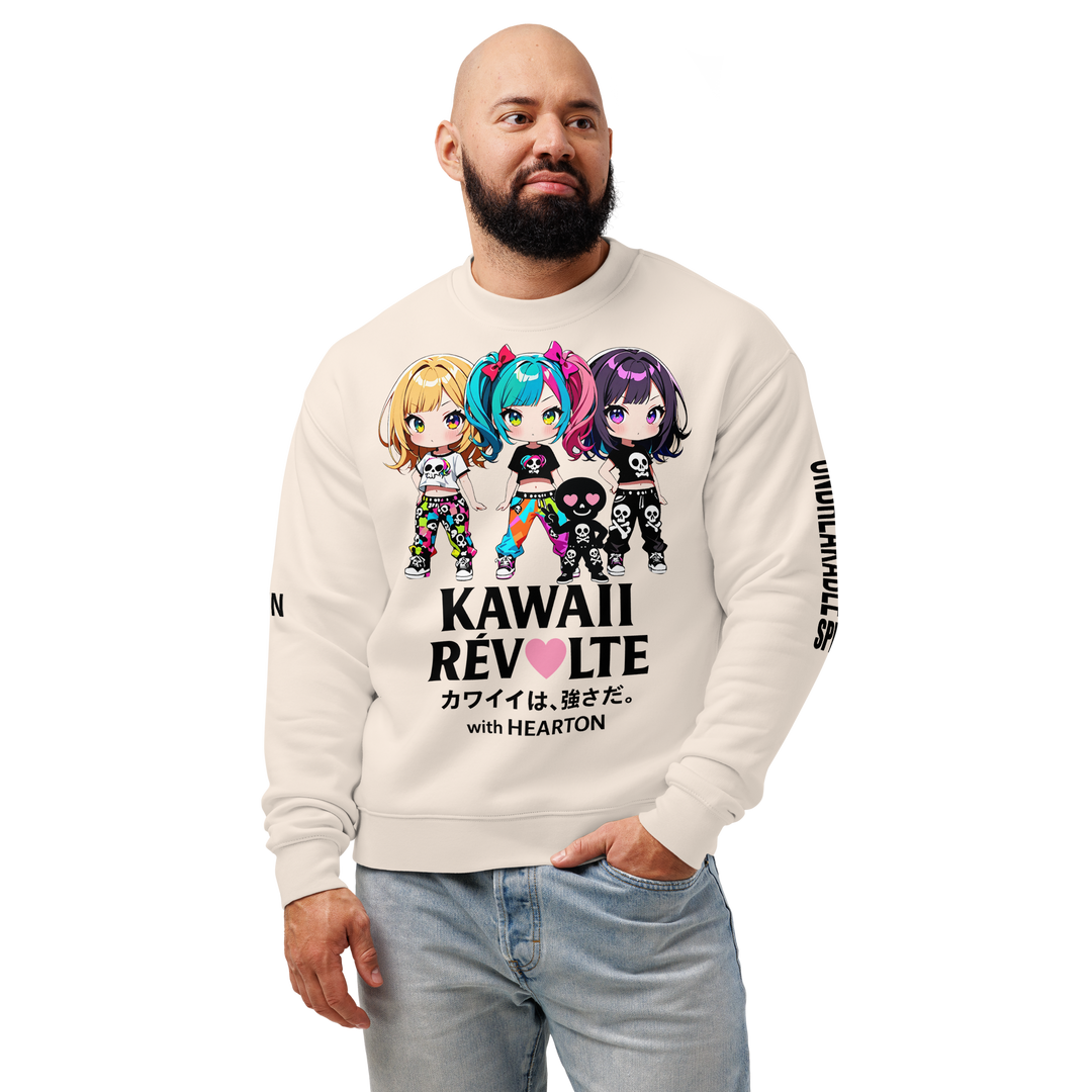 KAWAII RÉVOLTE 01｜with HEARTON｜Unisex Relax Crew（ピッと行こう♪ Back Print）