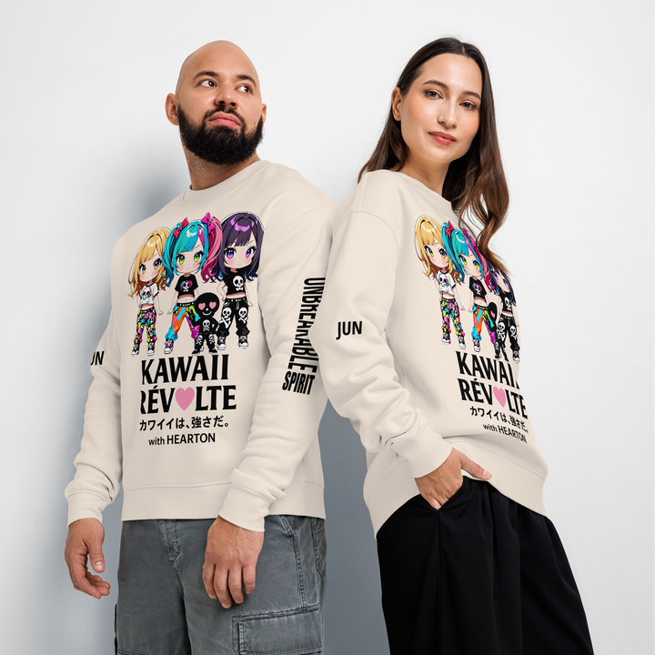 KAWAII RÉVOLTE 01｜with HEARTON｜Unisex Relax Crew（ピッと行こう♪ Back Print）